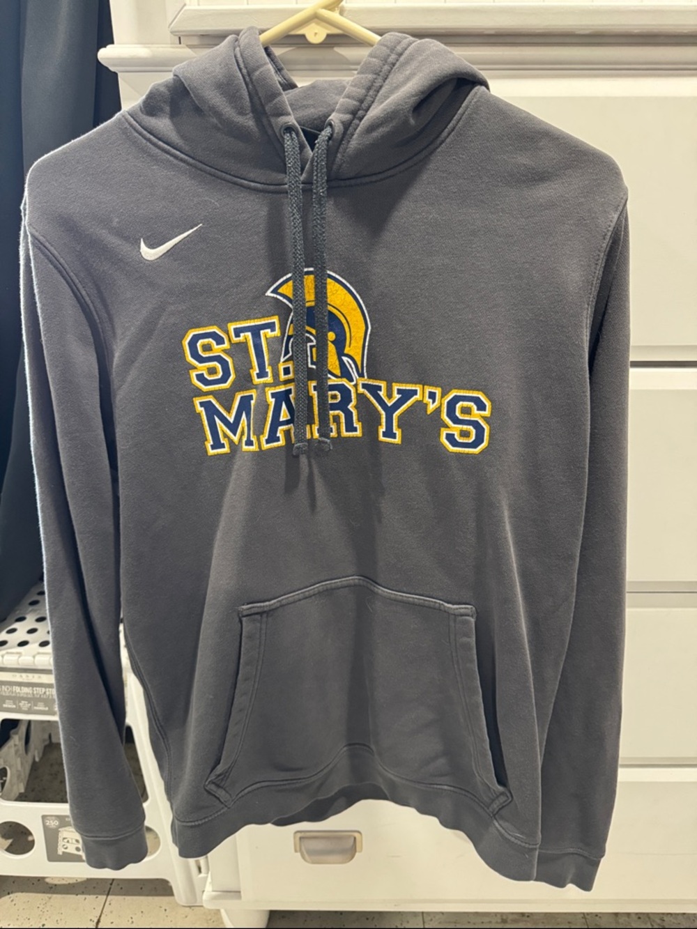 Nike Gray St. Mary's Hooded Sweatshirt with Yellow Logo